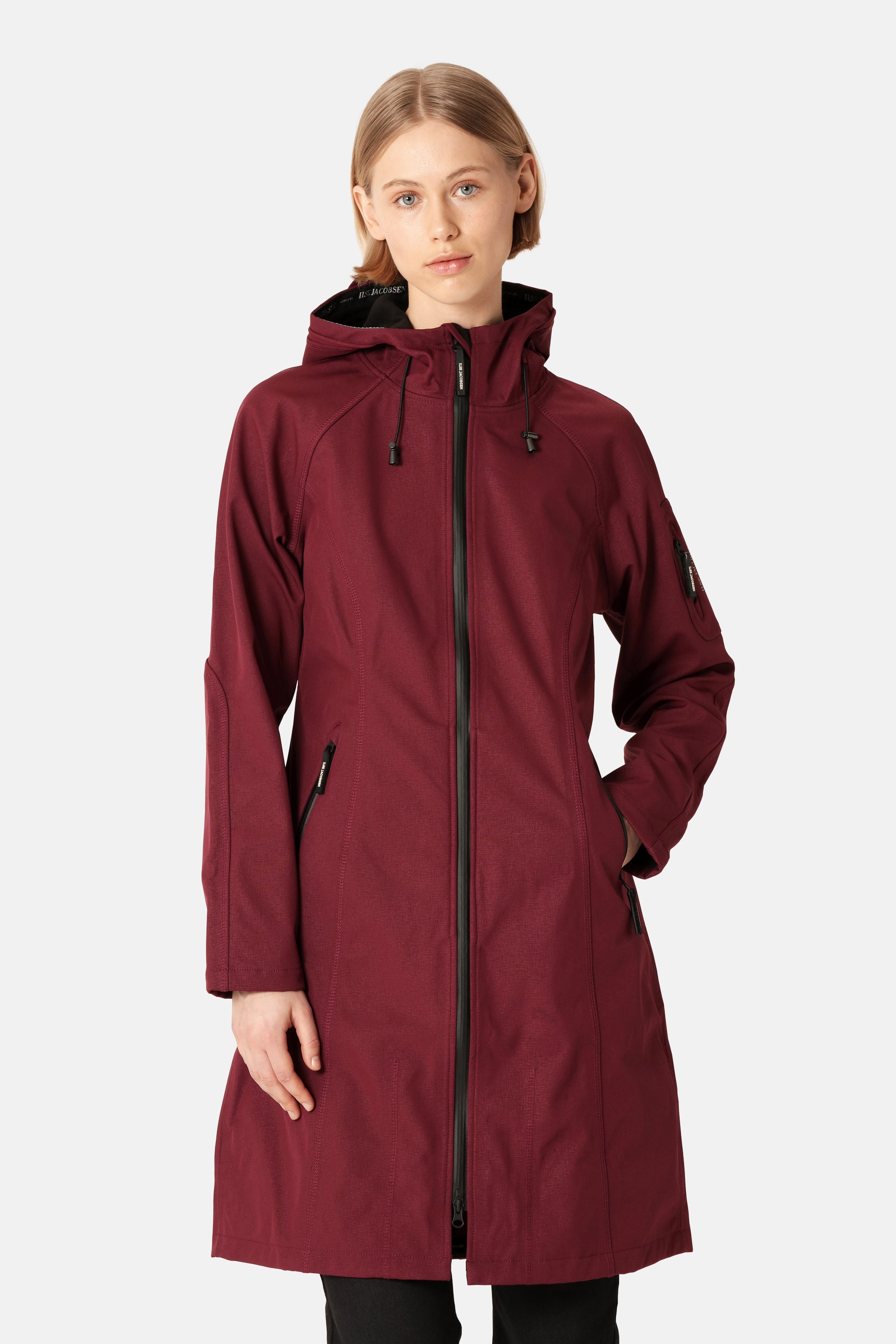 Long Softshell Raincoat - Maroon Banner